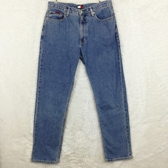 Vintage Tommy Hilfiger Womens Jeans Straight Leg Denim Flag Spellout‎ Logo 30 - Picture 2 of 12